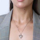 Zircon Dancing Heart Solitaire with Link Chain